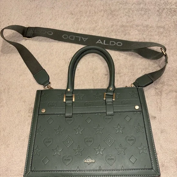 Aldo Forest Green Embossed Satchel - Picture 1 of 7
